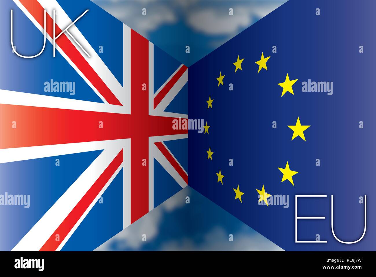 Royaume-uni et Union européenne drapeaux, vector illustration Illustration de Vecteur