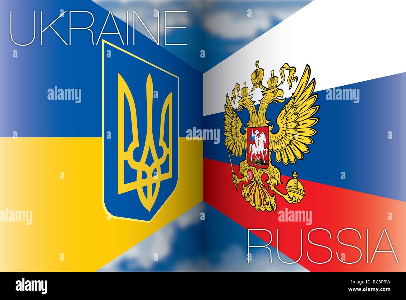 L'Ukraine contre la Russie drapeaux, vector illustration Illustration de Vecteur