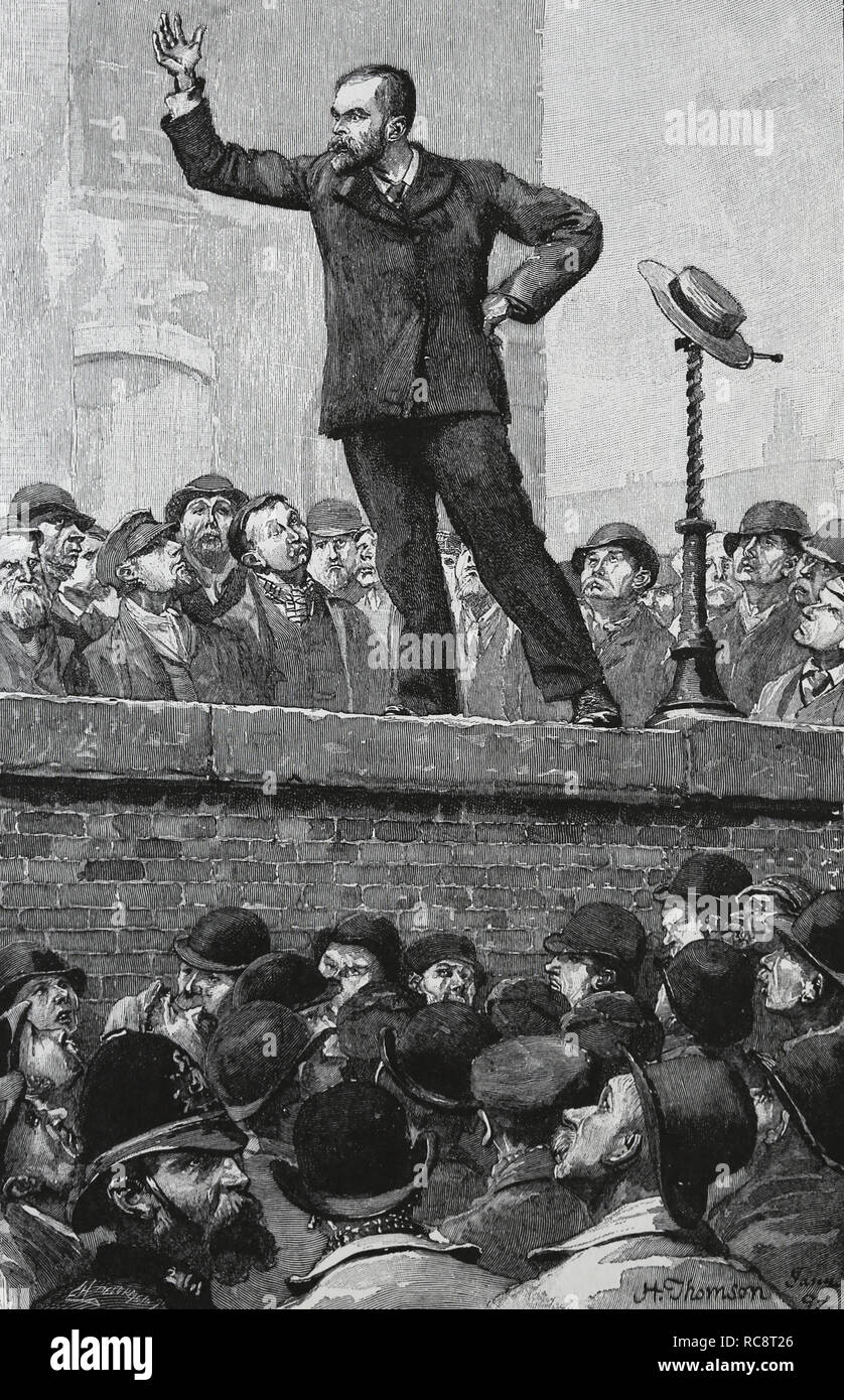 United Kingdom. Londres. Réunion socialiste. Gravure de H. Thomson. 19e siècle. Banque D'Images