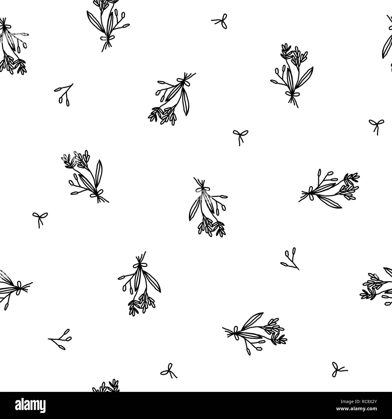 Seamless pattern design avec éléments de botanique en noir sur fond blanc. Tissu élégant et élégant et design d'emballage, de l'arb, invitation de mariage Illustration de Vecteur