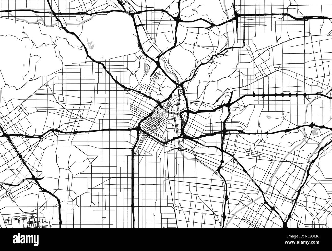 Carte De La Region De Los Angeles Etats Unis Cette Artmap De Los Angeles Contient Des Lignes De La Geographie De L Eau Masse Terrestre Les Routes Principales Et Secondaires Image Vectorielle Stock