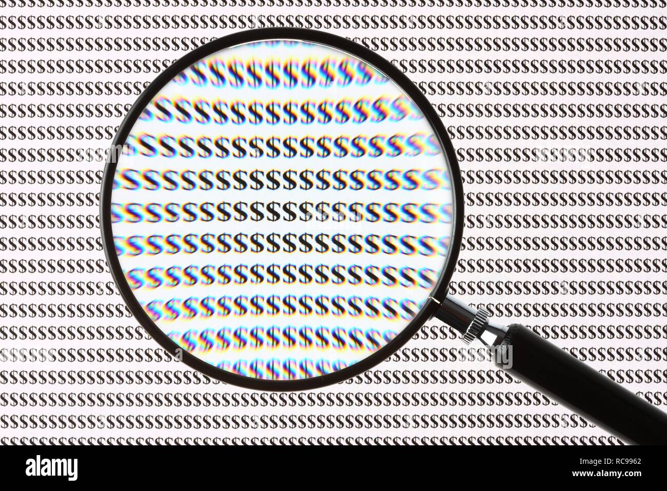 Symbole du dollar à la loupe Banque D'Images