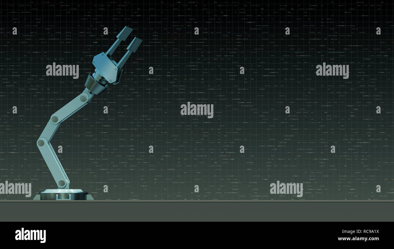 Bras robotique, concept de la technologie autonome, abstract futuristic background, copy space (3d render) Banque D'Images