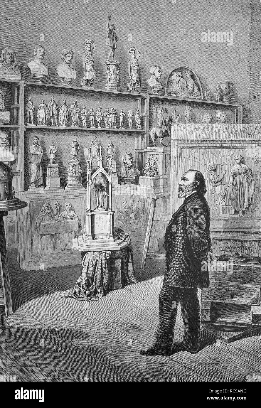 Johann Friedrich Drake, 1805-1882, sculpteur allemand historique, gravure sur bois, ch. 1880 Banque D'Images