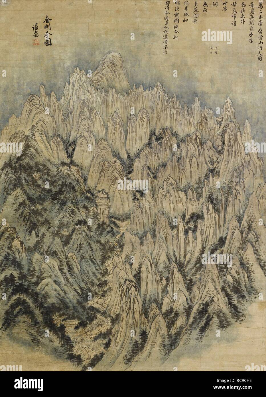 Vue sur la montagne Kumgangsan (Montagnes de diamants). Musée : Musée d'Art Ho-Am. Auteur : Jeong Seon. Banque D'Images Vue sur la montagne Kumgangsan (Montagnes de diamants). Musée : Musée d'Art Ho-Am. Auteur : Jeong Seon. Banque D'Images