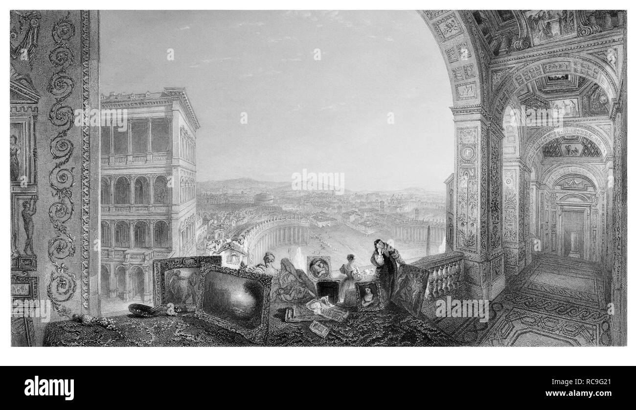 J.M.W Turner Rome du Vatican gravé par A. Willmore Banque D'Images