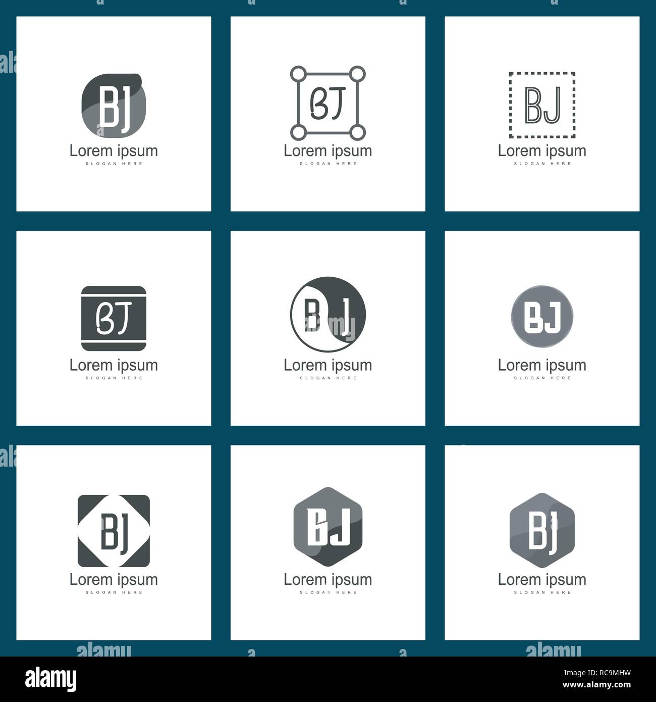 Jeu de lettre logo. BJ initiale Modèle Logo Design Vectoriel Illustration de Vecteur