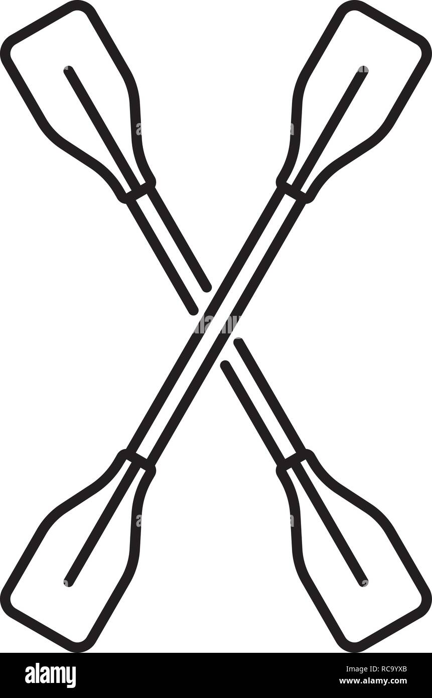 Pagaie kayak style du contour, icône Illustration de Vecteur
