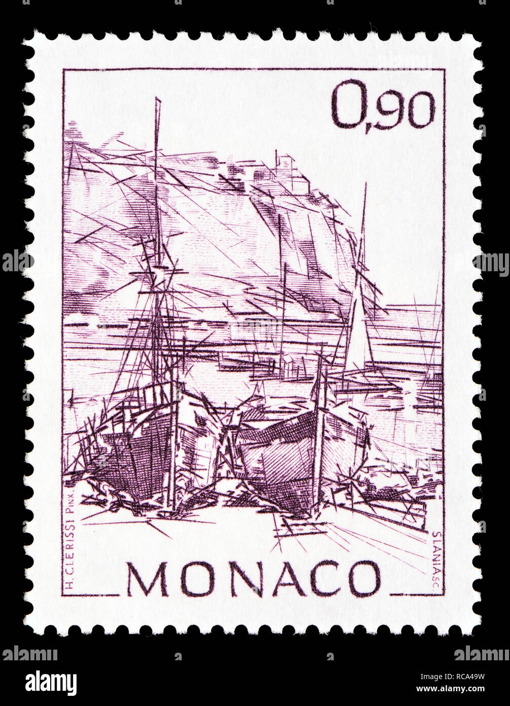 Monaco timbre-poste (1992) : les premières impressions de Monaco : série définitive des navires dans le port Banque D'Images
