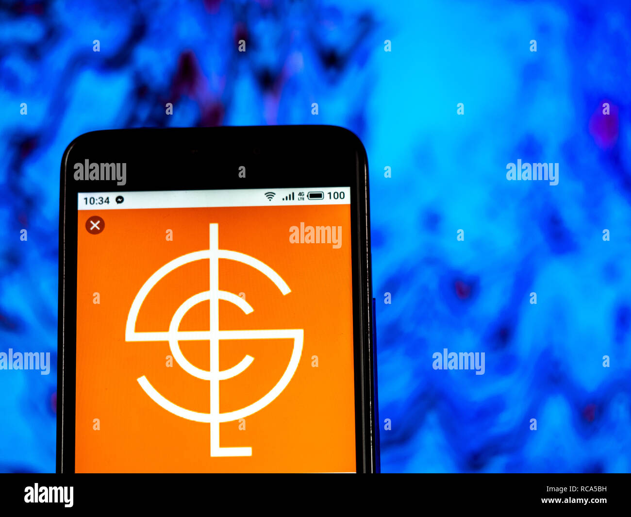 Logo de l'entreprise Impression Communication LSC vu affichée sur téléphone intelligent. Banque D'Images