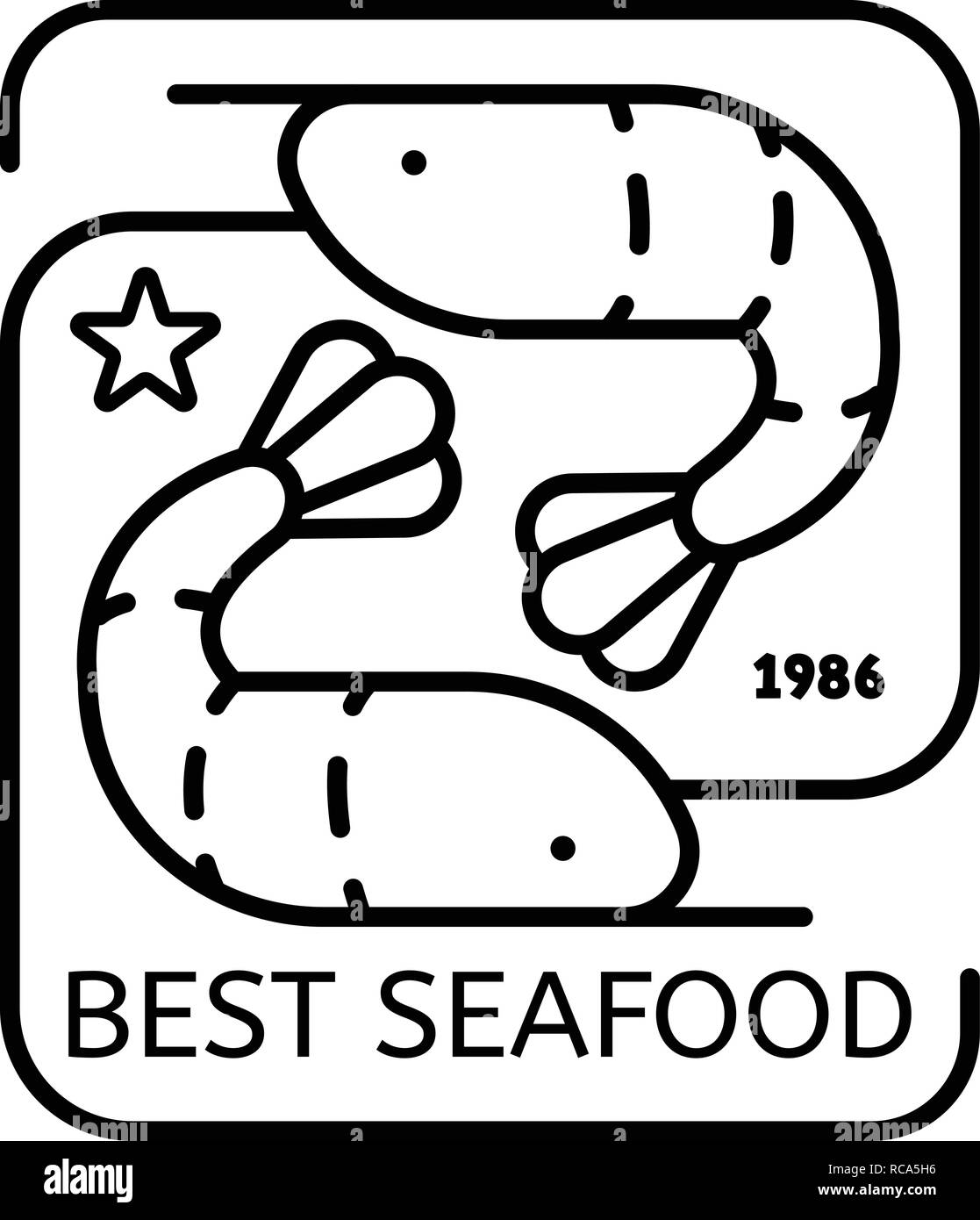 Les meilleurs fruits de mer, le logo de style contour Image Vectorielle