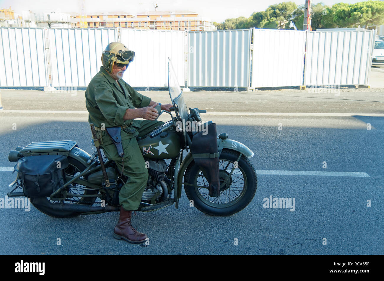 Un 1942 Harley-Davidson au cours de l'automatisation de la 74e anniversaire de l'opération Dragoon, l'invasion de la Côte d'Azur (15 - 26 août 1944) Banque D'Images