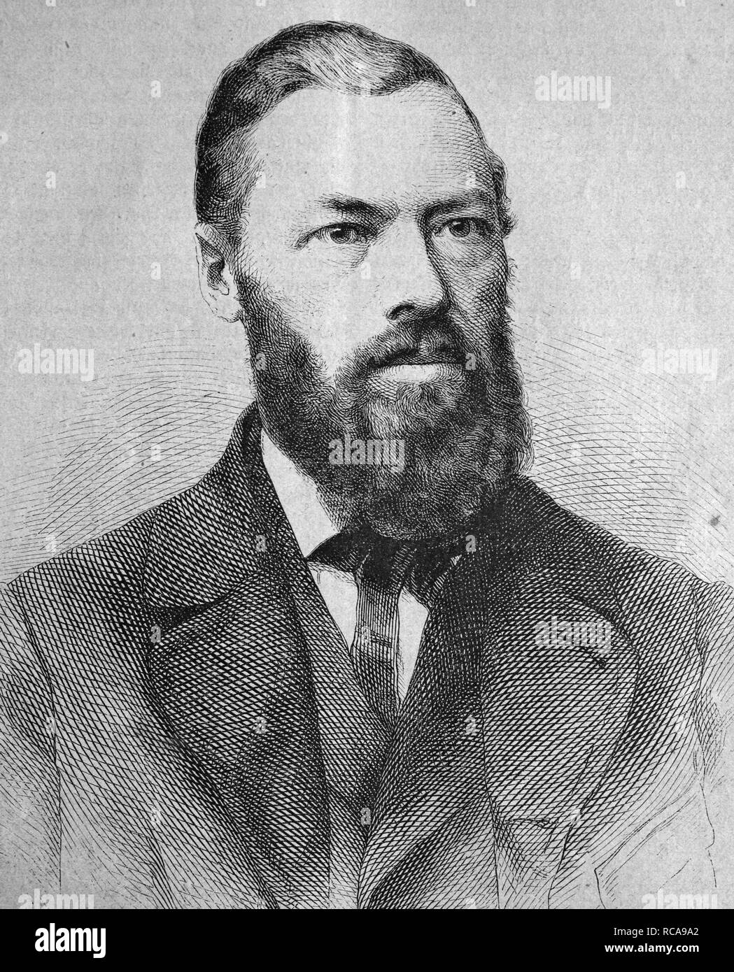 Johannes Scherr, 1817-1886, un historien de l'art et écrivain allemand, gravure historique, vers 1869 Banque D'Images