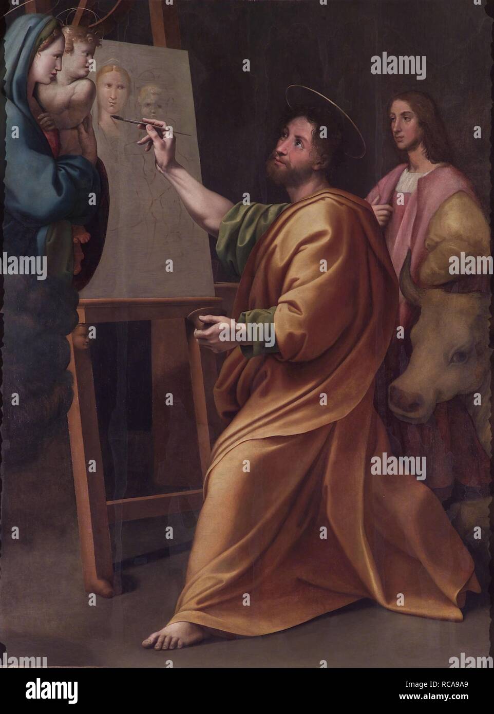 Saint Luc peignant la Vierge. Musée : Accademia di San Luca. Auteur : Raphael (Raffaello Sanzio da Urbino). Banque D'Images