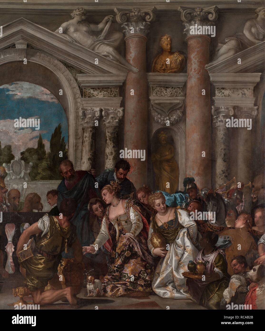 La Reine de Saba à Salomon Offrez des cadeaux (détail). Musée : Galleria Sabauda, Turin. Auteur : VERONESE, Paolo. Banque D'Images