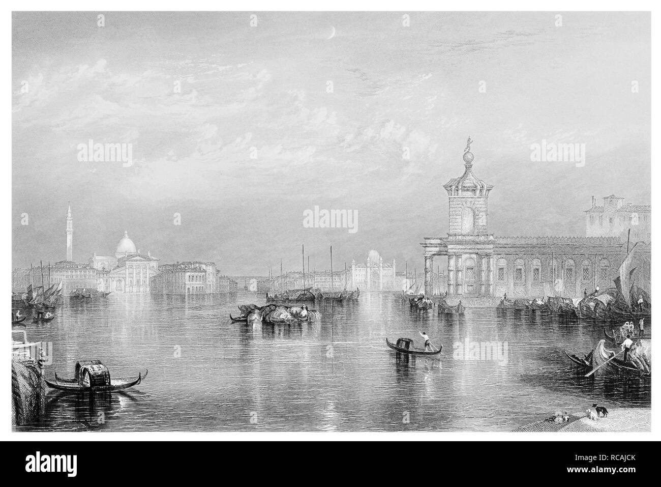 J.M.W Turner Venise Le Dogan gravé par J.T.Willmore Banque D'Images