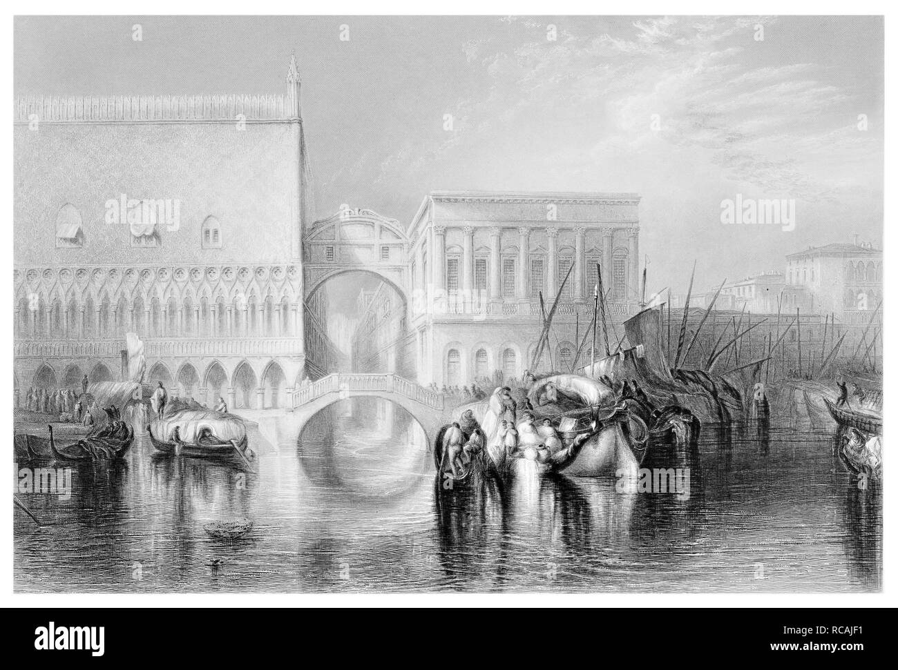 J.M.W Turner Venise Le pont des soupirs gravée par J.C. Armytage Banque D'Images