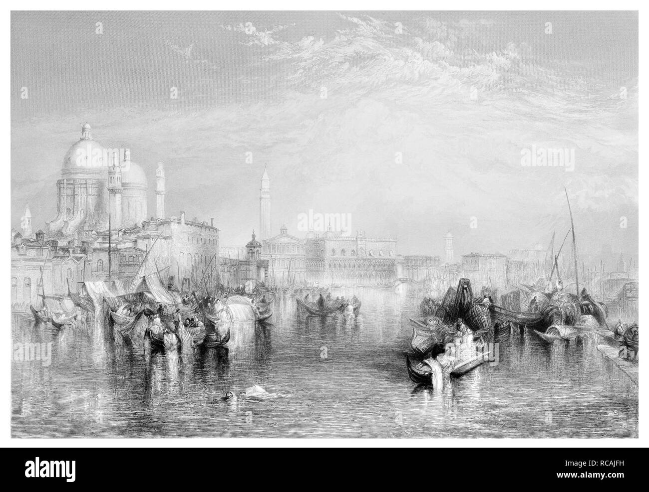J.M.W Turner Venise depuis le canal de la Guidecca gravée par R Brandard Banque D'Images