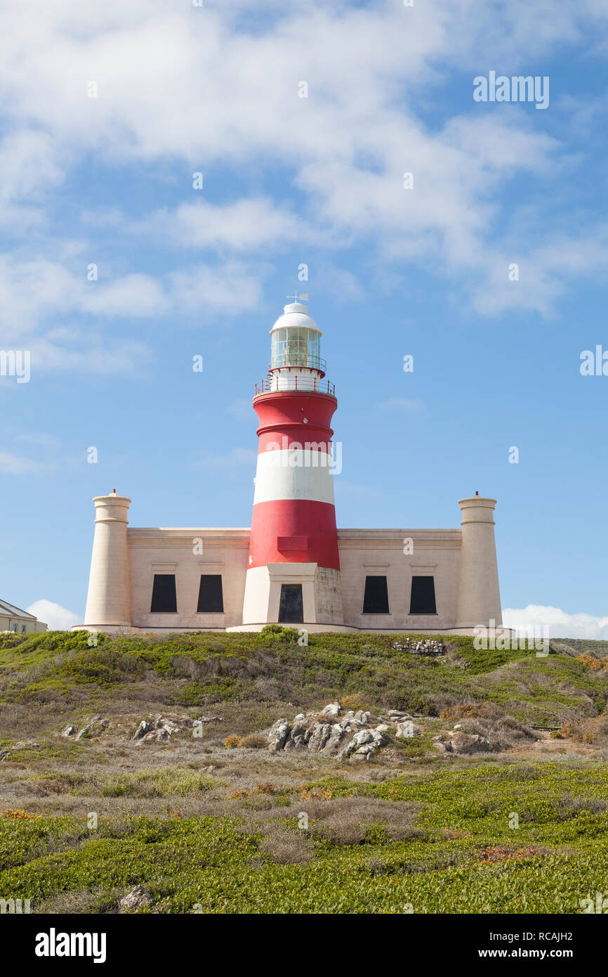 Cap Agulhas Lighthouse, le plus au sud de l'Afrique, l'Agulhas, Western Cape, Afrique du Sud Banque D'Images