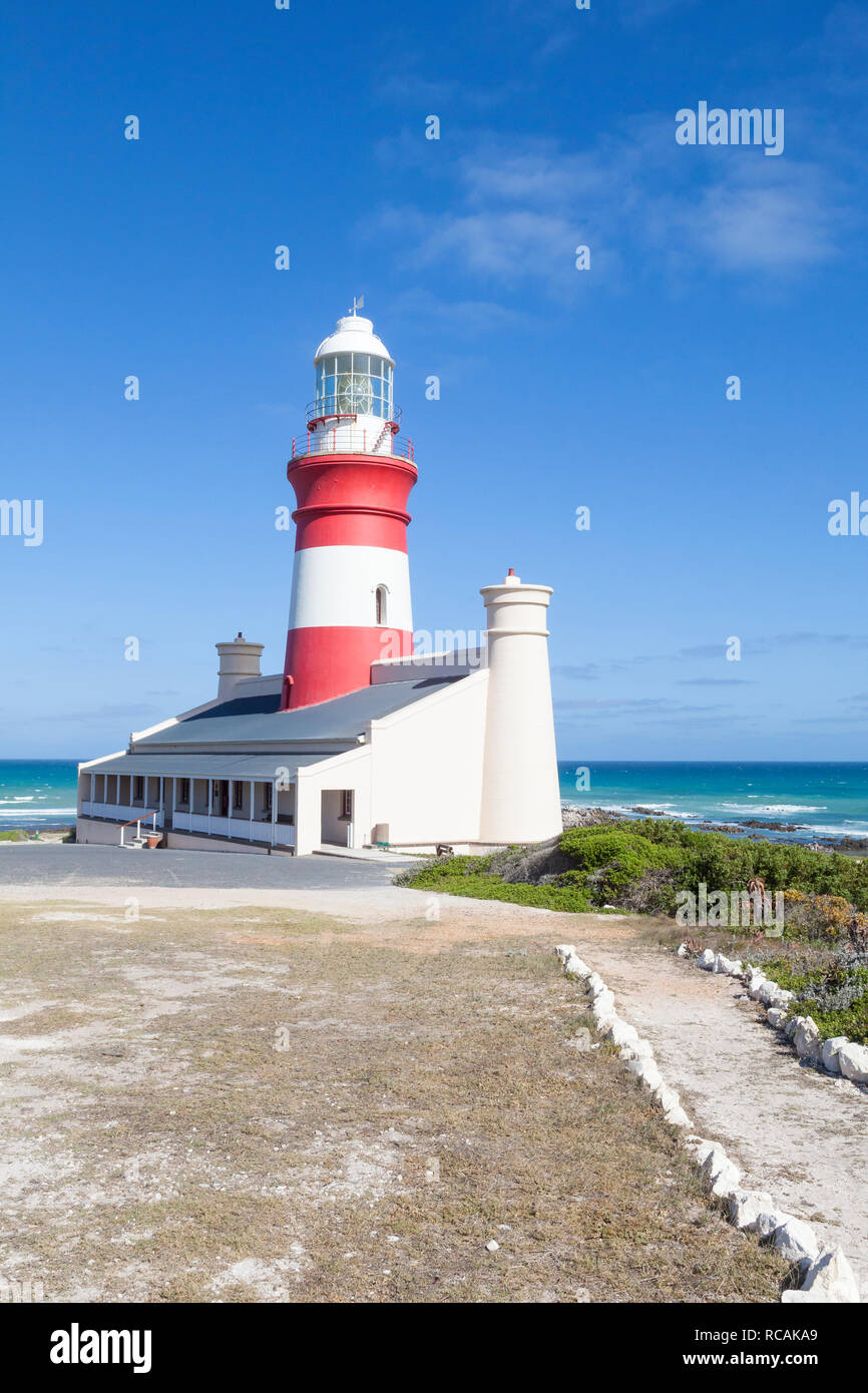 Cap Agulhas Lighthouse, le plus au sud de l'Afrique, l'Agulhas, Western Cape, Afrique du Sud Banque D'Images