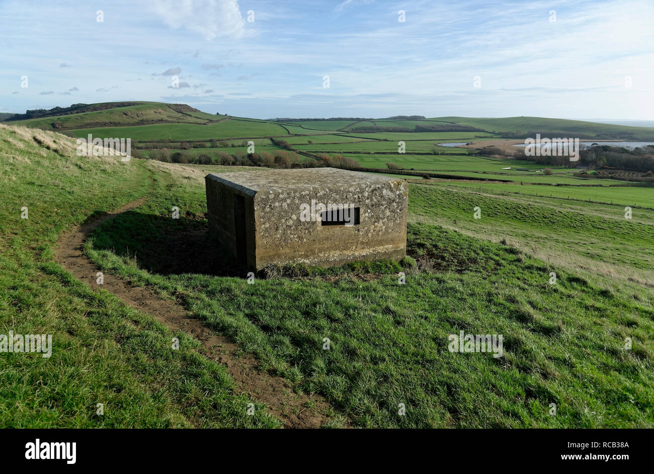 Type 26 square casemate construite dans la seconde guerre mondiale dans le cadre de la défense du Royaume-Uni contre l'invasion par les Allemands. Banque D'Images