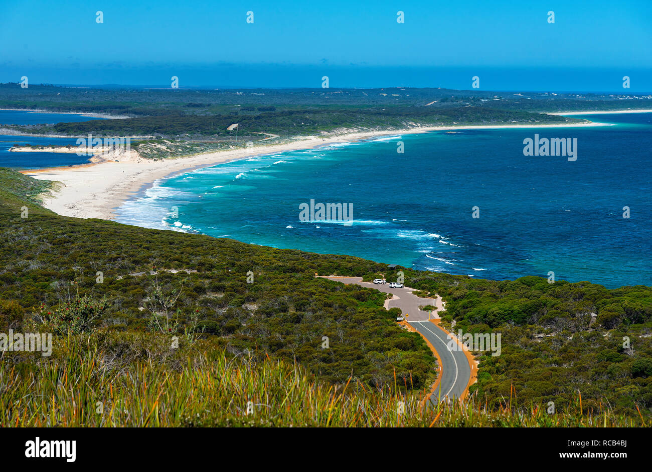 Vue depuis le Parc National de la rivière Fitzgerald le long de la côte vers l'ouest de l'Australie du Sud Hopetoun, Banque D'Images