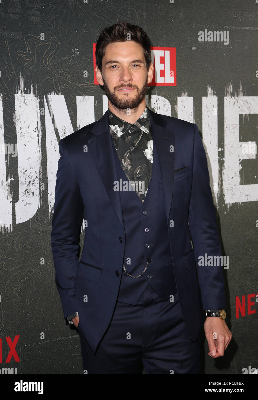 Hollywood, CA. 14 Jan, 2019. Ben Barnes, assiste à la merveille "le Punisher" Los Angeles Premiere at ArcLight Hollywood à Hollywood, Californie le 14 janvier 2019. Credit : Faye Sadou/media/Alamy Punch Live News Banque D'Images