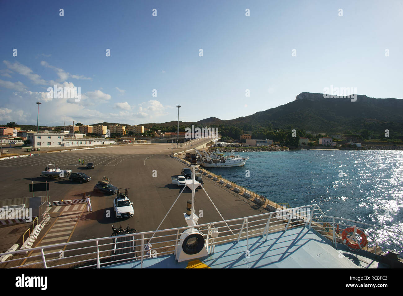 À bord de la Sardaigne à l'intérieur du ferry Port de Golfo degli Aranci, italie Banque D'Images