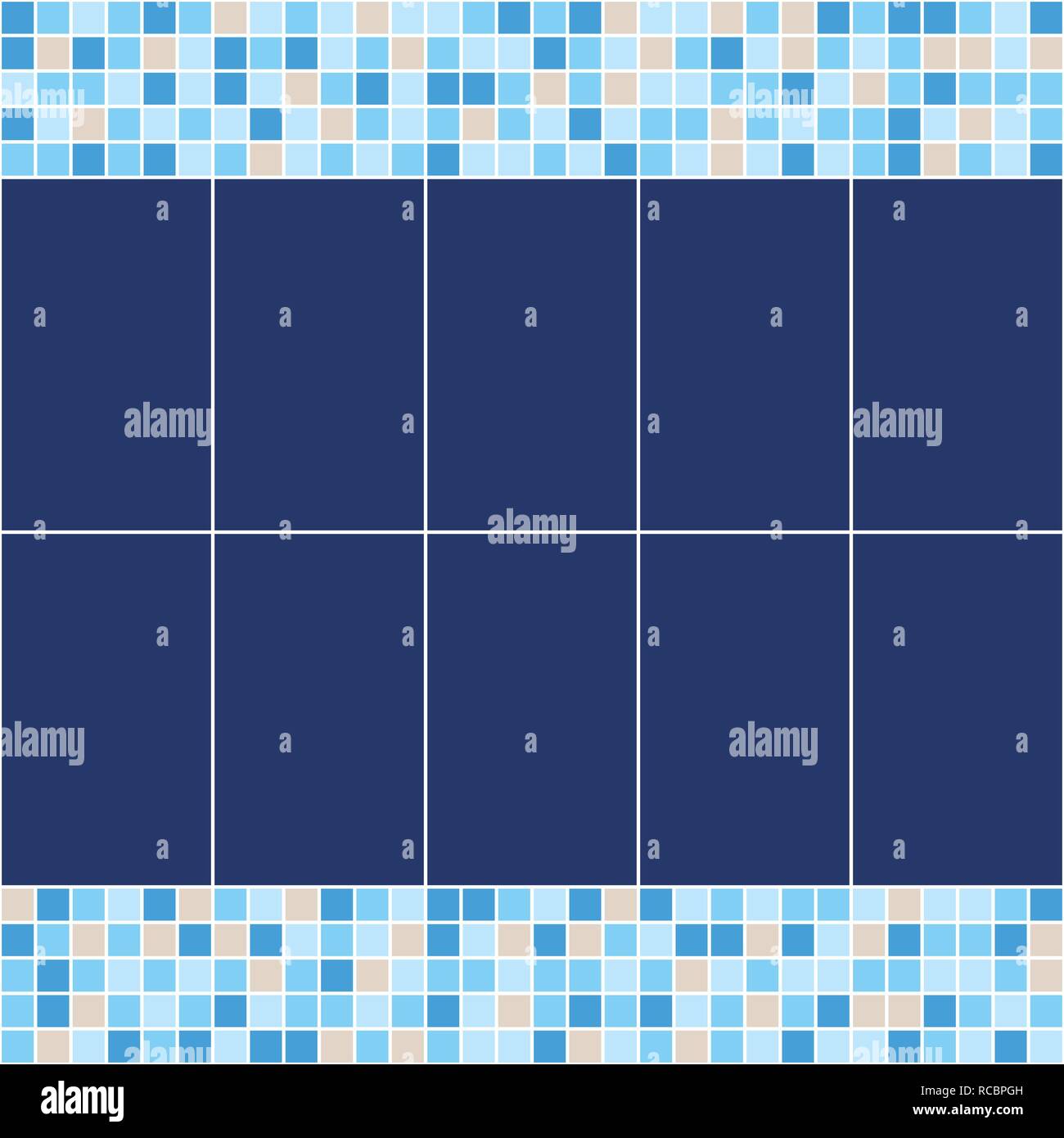 Carreaux de céramique bleu et beige en mosaïque piscine. Vector pattern. transparente Illustration de Vecteur