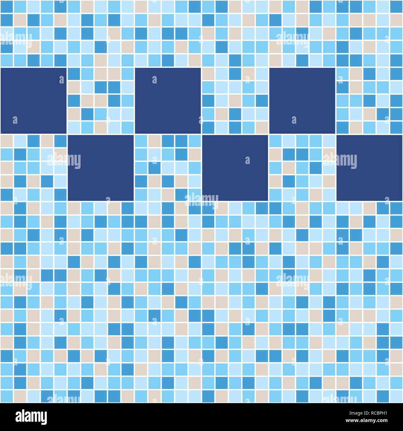 Carreaux de céramique bleu et beige en mosaïque piscine. Vector pattern. transparente Illustration de Vecteur