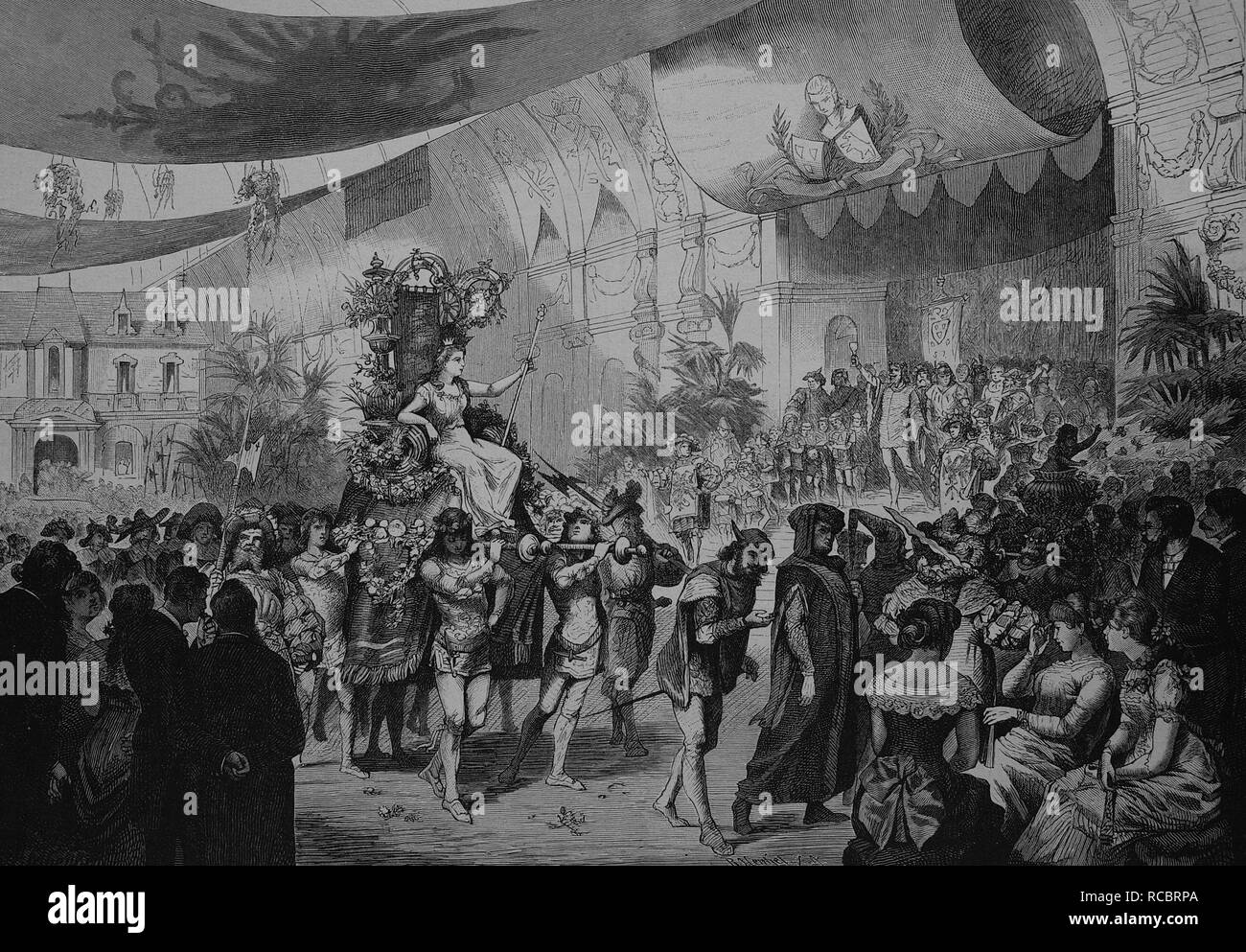 Procession de la Vereins Berliner Kuenstler, Association des artistes de Berlin sur 03.03.1883, historique de la gravure, 1883 Banque D'Images