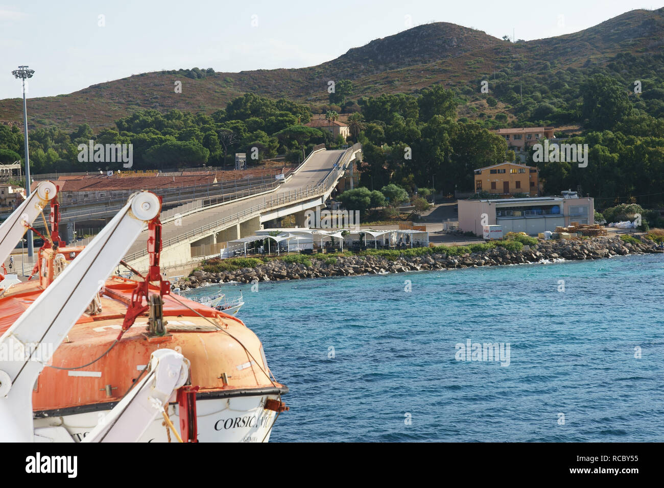 À bord de la Sardaigne à l'intérieur du ferry Port de Golfo degli Aranci, italie Banque D'Images