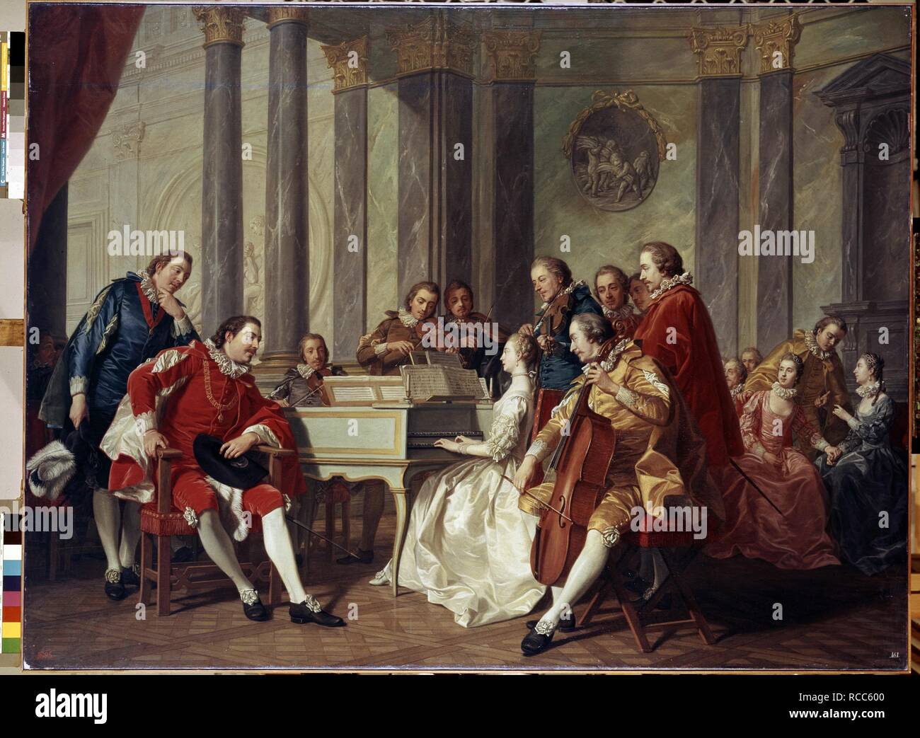 Un Sextet. Musée : Etat de l'Ermitage, Saint-Pétersbourg. Auteur : VAN LOO, LOUIS-MICHEL. Banque D'Images