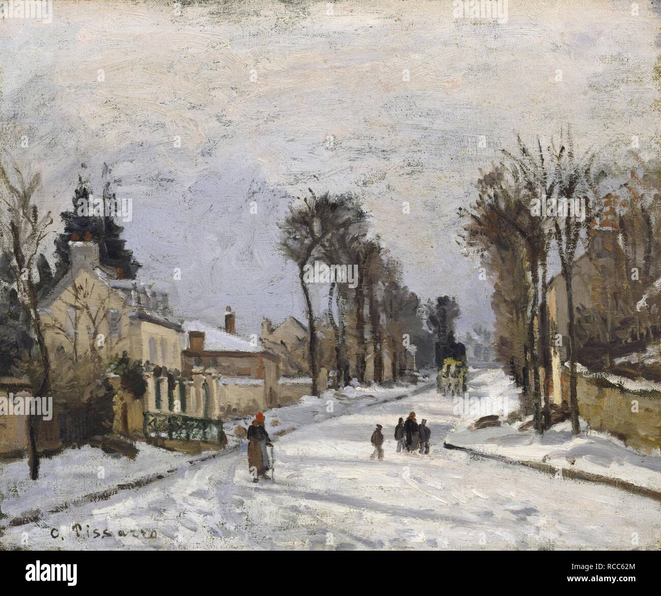 La route de Versailles à Louveciennes (Effet de neige). Musée : Walters Art Museum, Baltimore. Auteur : PISSARRO, Camille. Banque D'Images