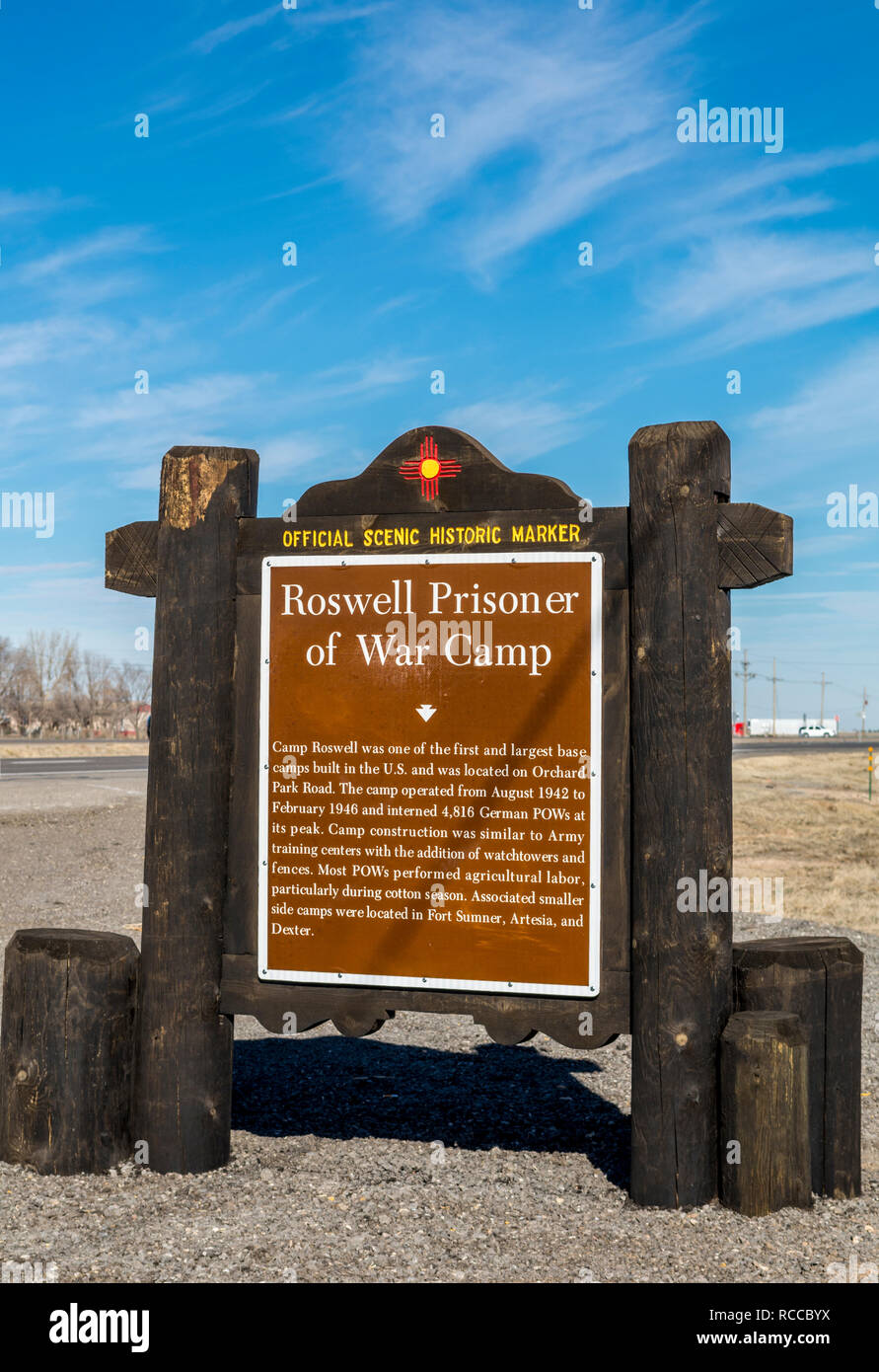 Roswell Camp La Seconde Guerre mondiale, camp de prisonnier de guerre, Roswell, Nouveau Mexique, USA Banque D'Images