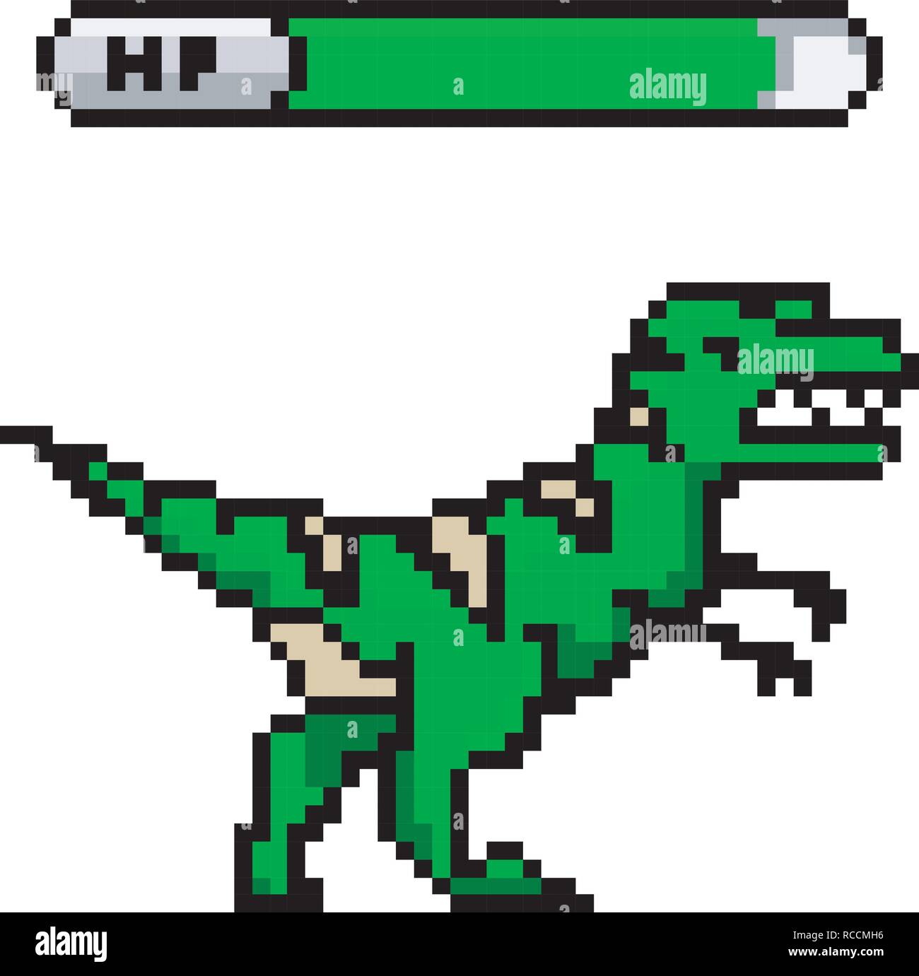 Dinosaure, Pixel Art 8 peu d'objets. Jeu rétro actif. Ensemble d'icônes. Ordinateur Vintage video arcades. Vector illustration. Illustration de Vecteur