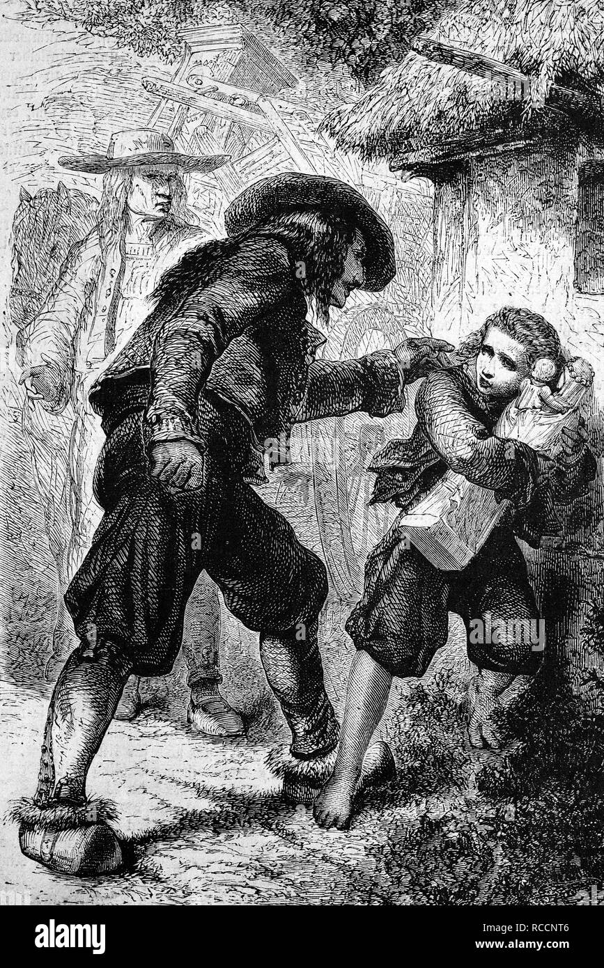 Litige sur une statue de sainte, historique de la gravure sur bois, vers 1888 Banque D'Images