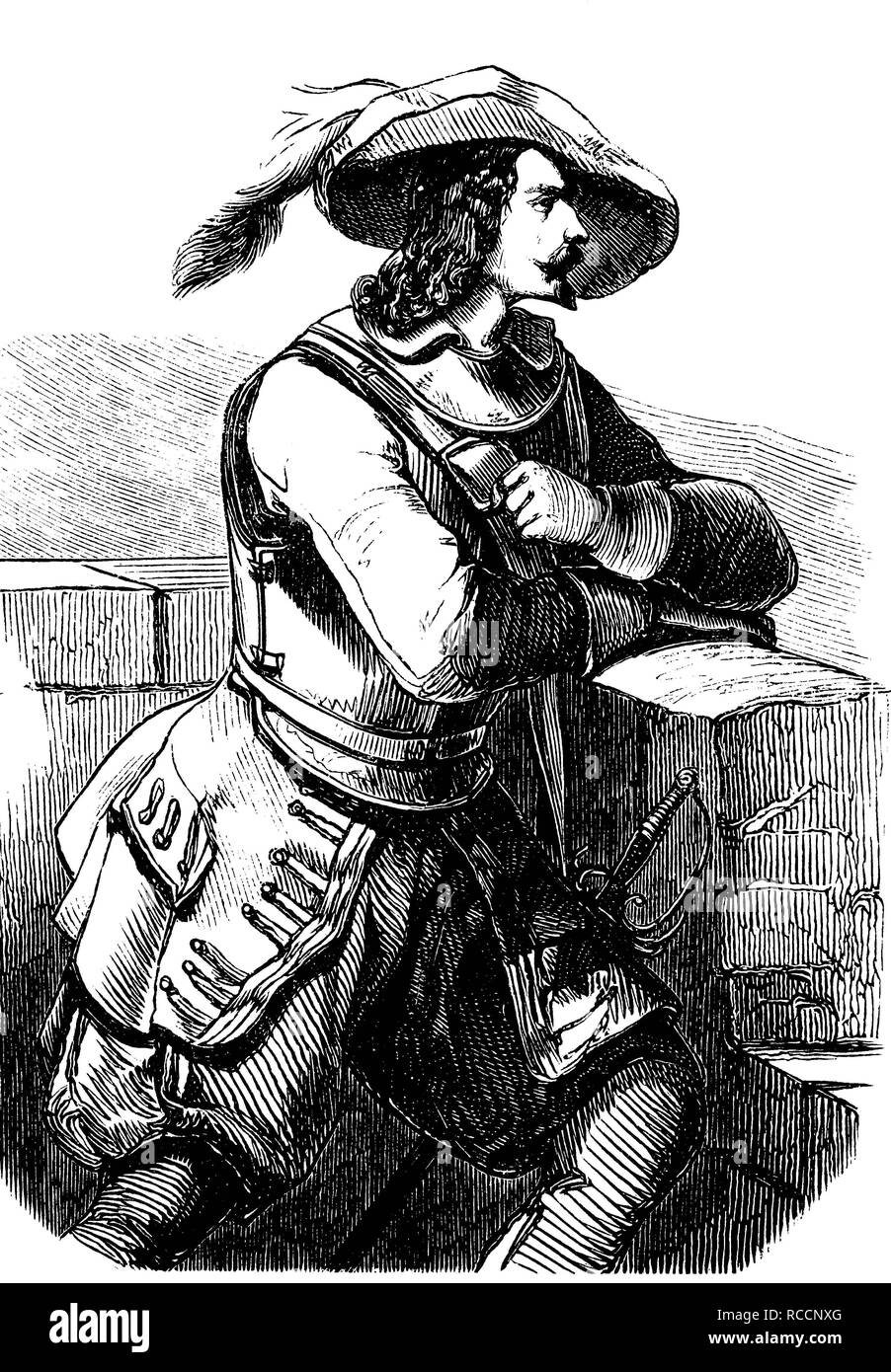 Un noble espagnol au Moyen-Âge, historique de la gravure sur bois, vers 1888 Banque D'Images