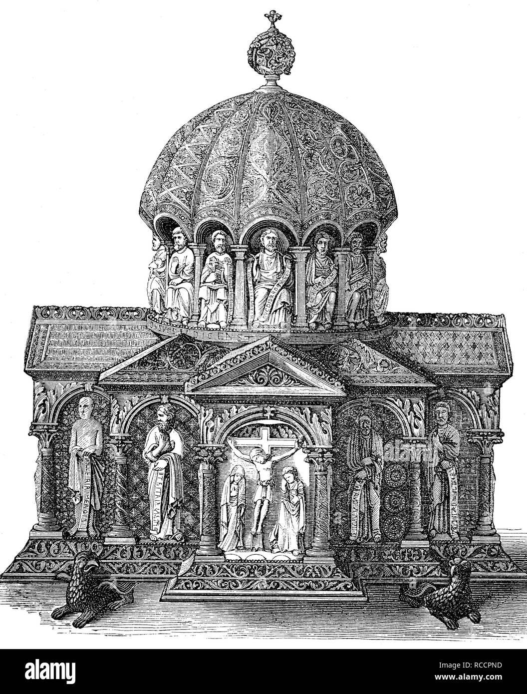 Perle de la Guelph Treasure, trésor des reliques de la cathédrale de Brunswick, historique gravure sur bois, vers 1870 Banque D'Images