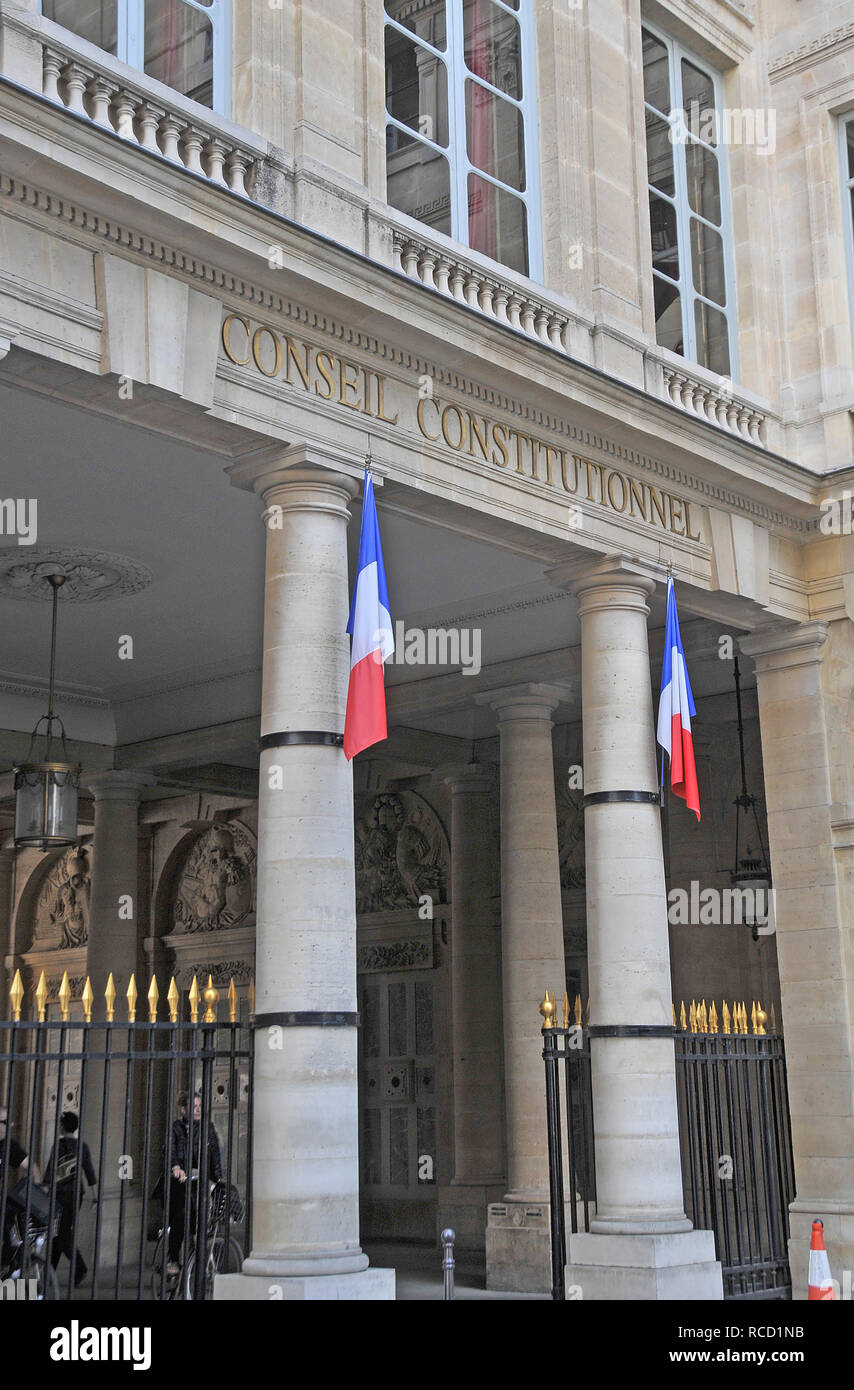 Conseil constitutionnel, rue Montpensier, Paris, France Banque D'Images