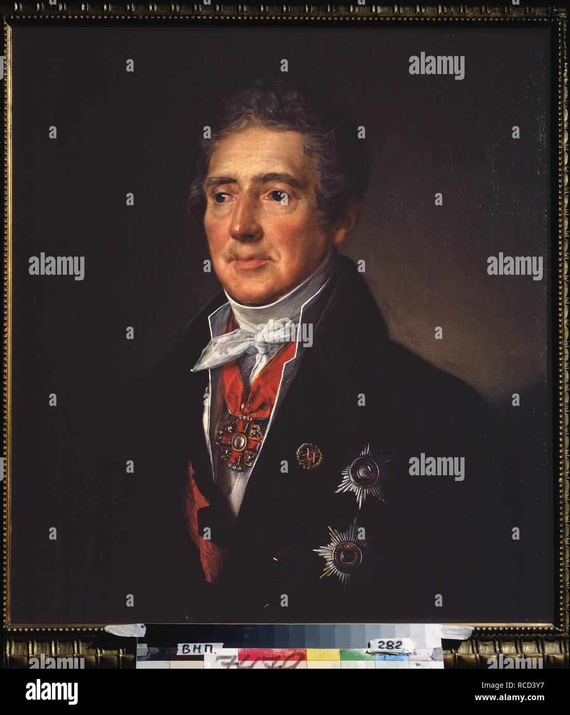 Portrait du poète Ivan Ivanovitch Dmitriev (1760-1837). Musée : A. Pouchkine Memorial Museum, Saint-Pétersbourg. Auteur : Tropinin, Vassili Andreïevitch. Banque D'Images