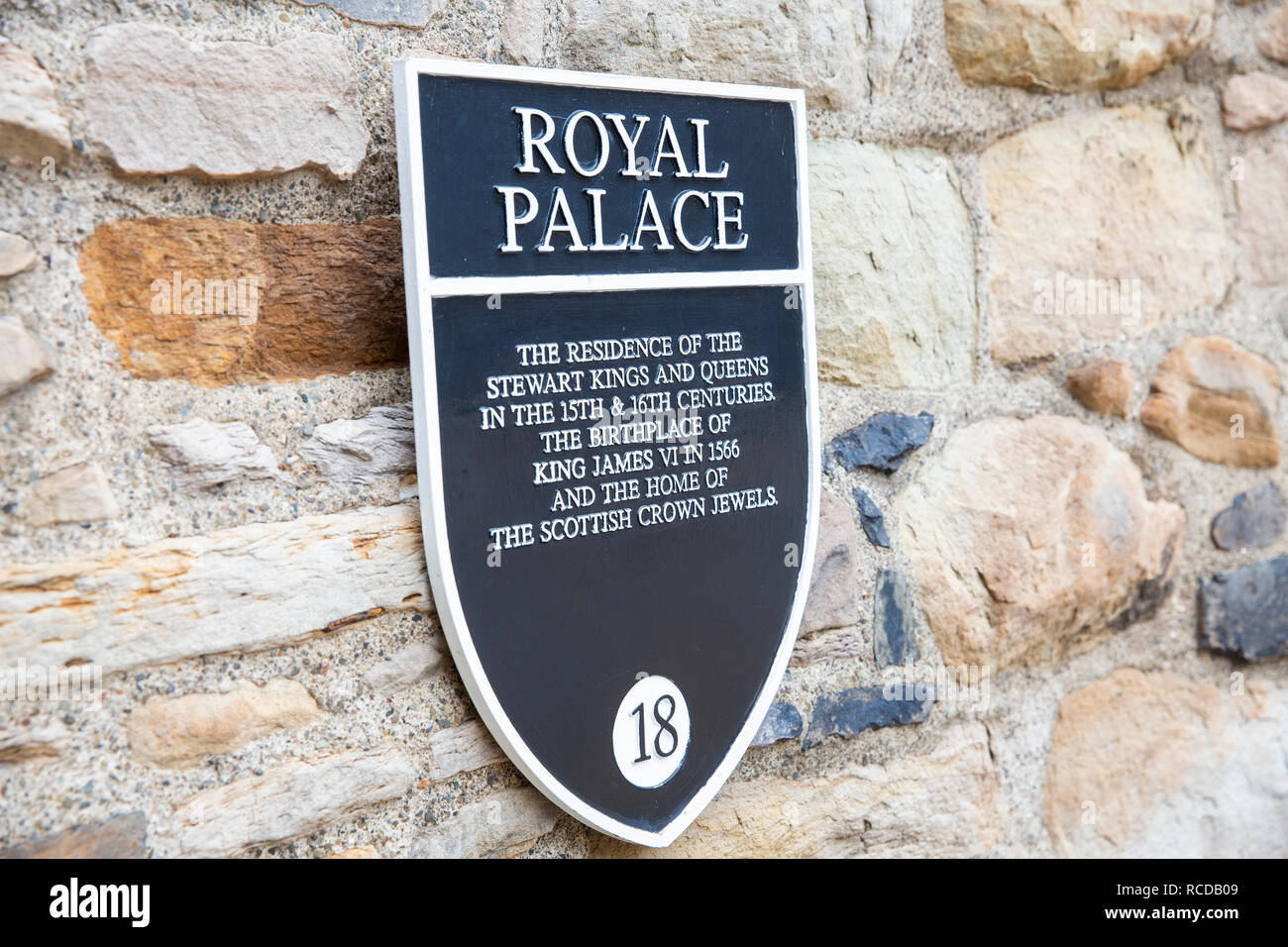 Plaque pour le Palais Royal de château d'Edimbourg, Ecosse Edimbourg, Banque D'Images