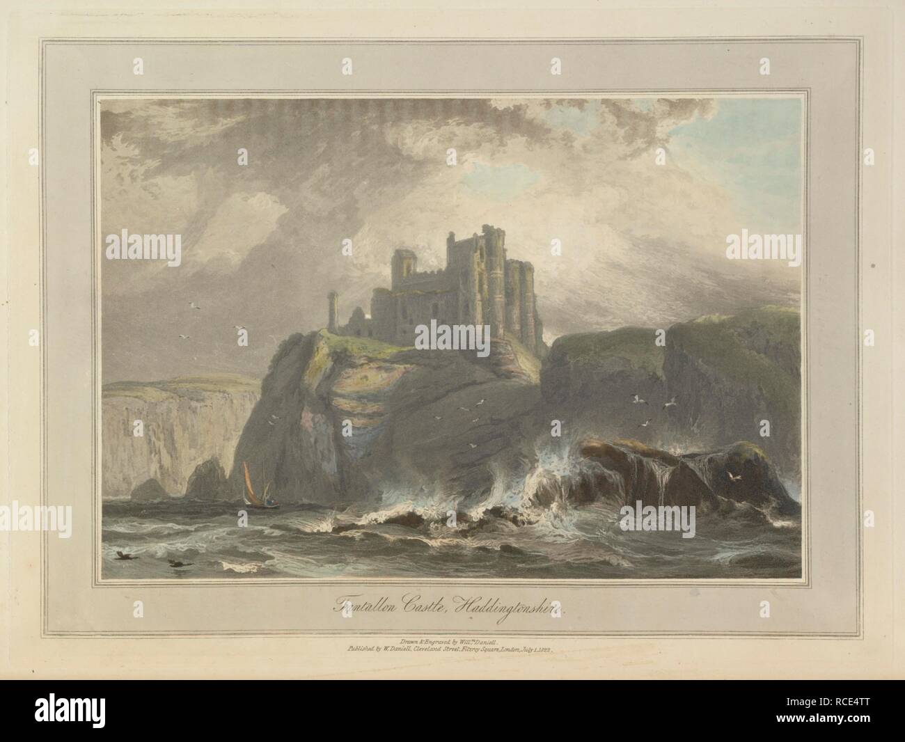 Le Château de Tantallon - Haddingtonshire scènes paysage côtier autour de la Grande-Bretagne. A Voyage round Grande-bretagne entrepris à l'été de l'année 1813. Avec une série de vues d'illustration de la nature et les principales caractéristiques de la côte, dessiné et gravé par William Daniell. Longman : Londres, 1814-25. Source : G.7045 200 plaque. Langue : Anglais. Auteur : DANIELL, WILLIAM. AYTON, RICHARD. Banque D'Images