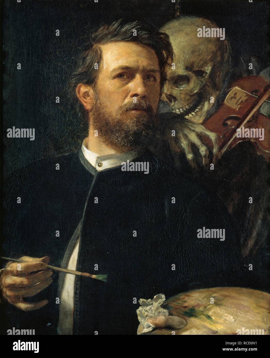 Autoportrait avec la mort jouant du violon. Musée Staatliche Museen, Berlin :. Auteur : Arnold Böcklin,. Banque D'Images