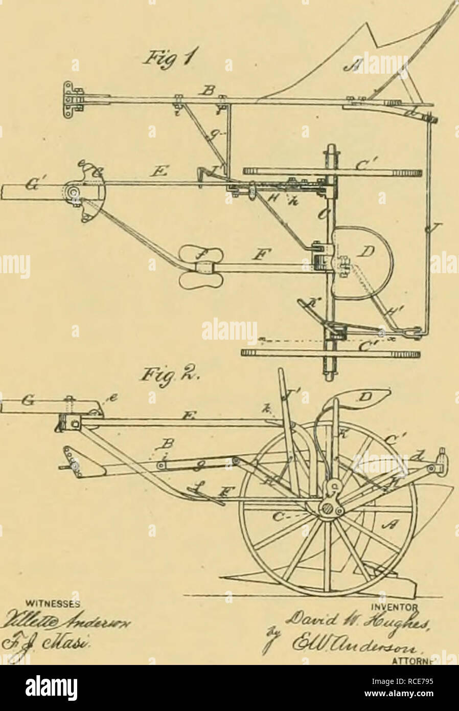 . Recueil d'outils agricoles, brevetée aux États-Unis de l'an 1789 à juillet 1881 ... Les machines agricoles ; les brevets. &Lt ;$^^^« si. D. W. HOaHES. Eiding-Plow. N° 2I0,425. 31/12/breveté J. t878. J 5HEEEILL Cultivateur de gangs et de semoir. No 210,569. 3. Décembre breveté 1878.. Veuillez noter que ces images sont extraites de la page numérisée des images qui peuvent avoir été retouchées numériquement pour plus de lisibilité - coloration et l'aspect de ces illustrations ne peut pas parfaitement ressembler à l'œuvre originale.. Allen, James T. (James Titus) ; United States. Office des brevets. [New York, imprimé par J. C. Von Ar Banque D'Images