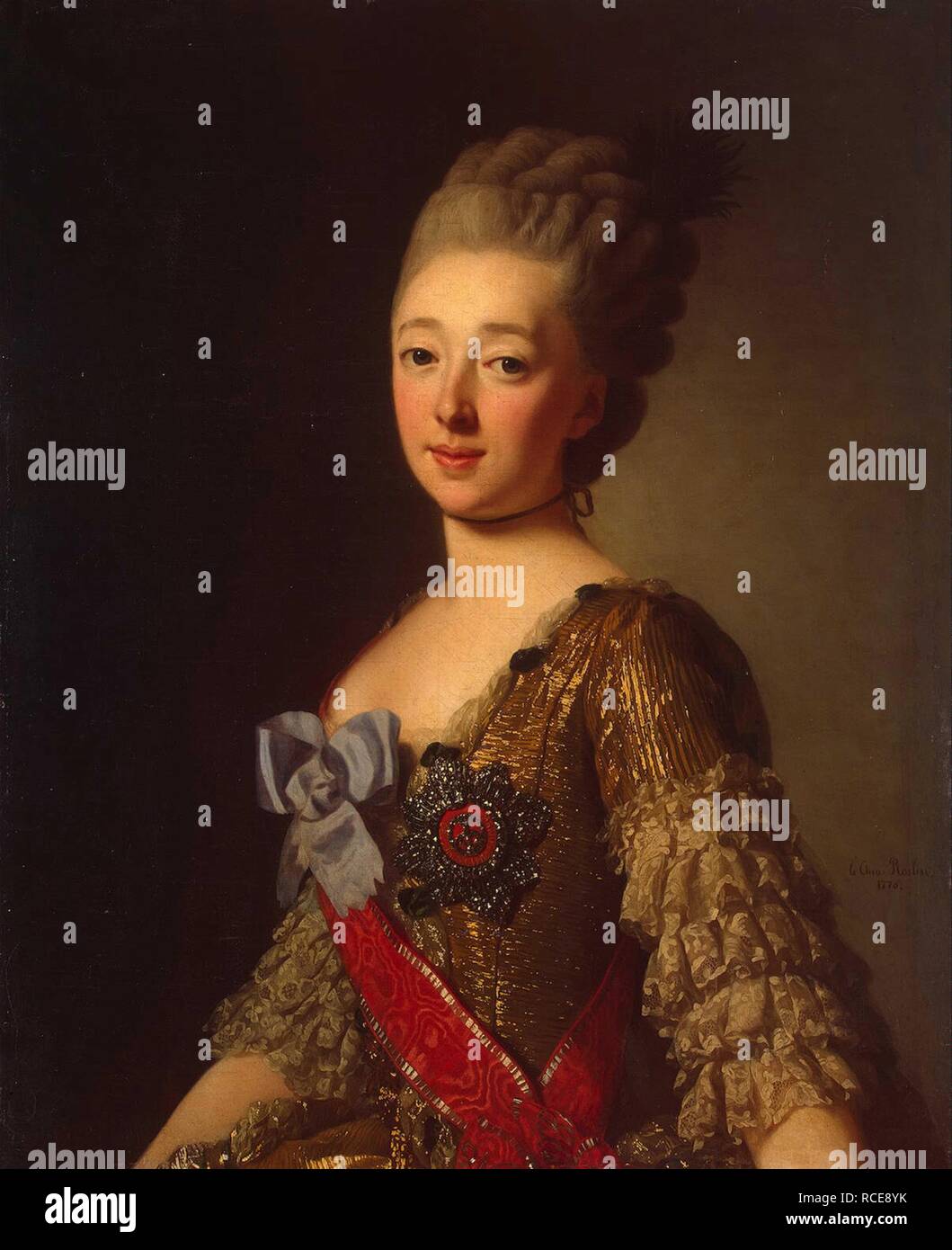 Portrait de la grande-duchesse Natalia Alexeyevna de Russie (1755-1776), La Princesse Wilhelmina Louisa de Hesse-Darmstadt. Musée : Etat de l'Ermitage, Saint-Pétersbourg. Auteur : ROSLIN, ALEXANDER. Banque D'Images