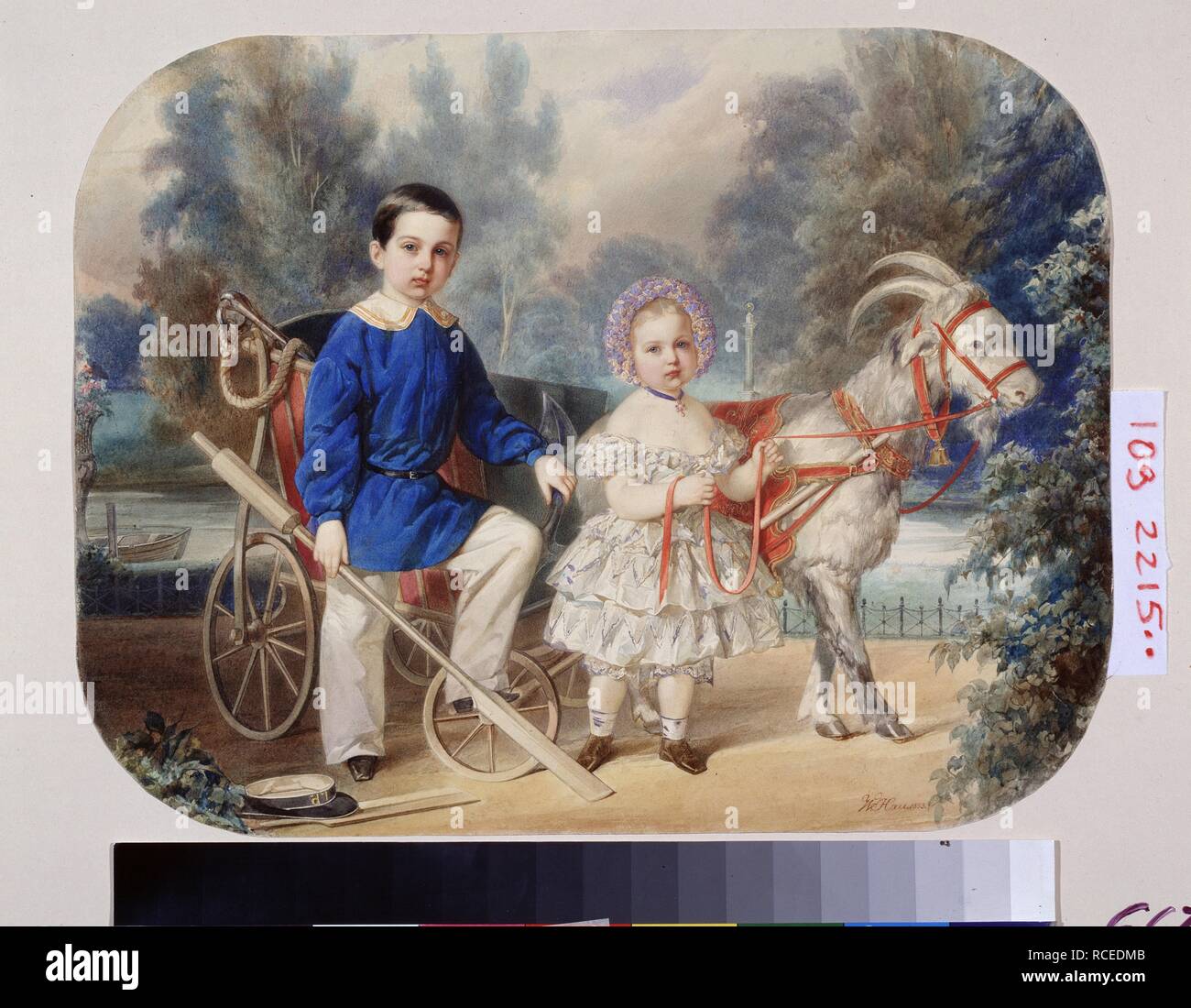 Grand-duc Alexandre (futur empereur Alexandre III) et Grand-duc Alexei comme les enfants dans le jardin. Musée : l'État A. Musée des beaux-arts Pouchkine, Moscou. Auteur : Hau (Gau), Vladimir Ivanovitch. Banque D'Images