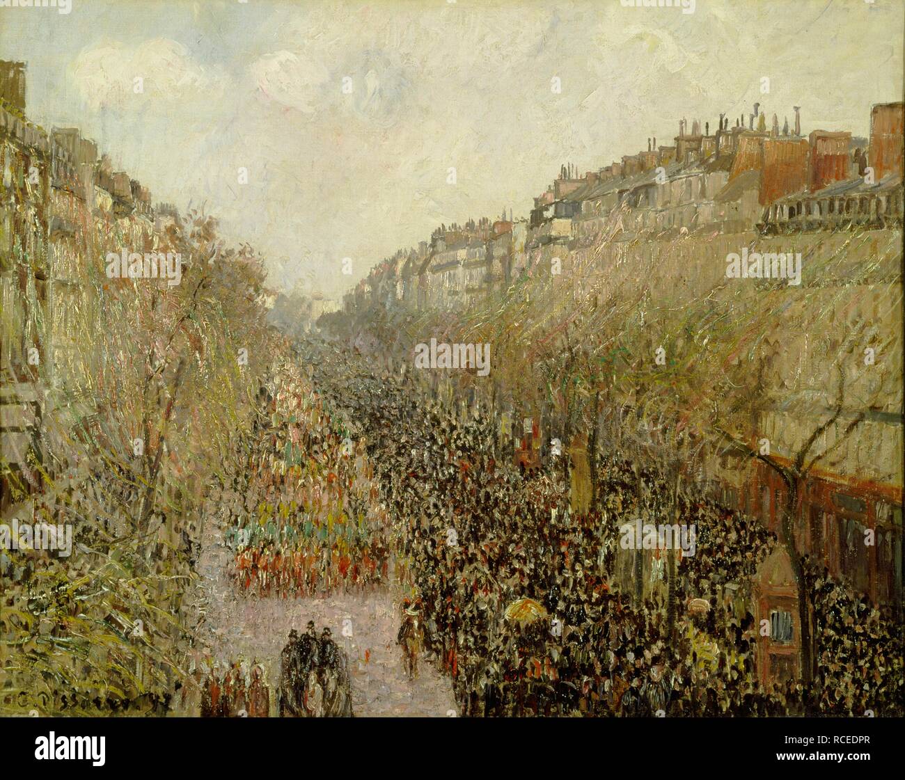 Boulevard Montmartre : Mardi Gras. Musée : Armand Hammer Museum of Art Auteur : PISSARRO, Camille. Banque D'Images
