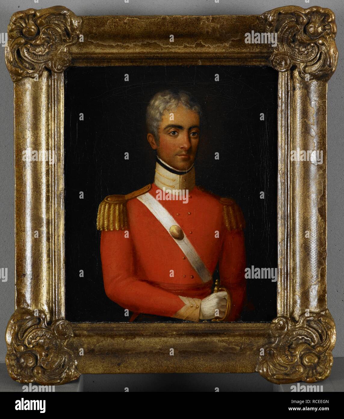 Head and shoulders portrait du capitaine Robert Smith (1787-1853), les ingénieurs du Bengale. c.1830. Peinture à l'huile. 29 par 24,5 cm. Source : Favoriser l'870. Auteur : Jivan Ram, Raja. Banque D'Images