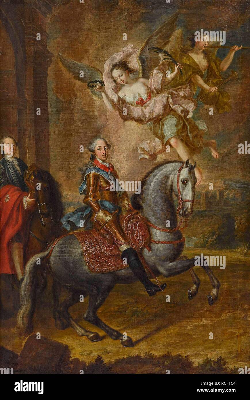 Maximilien III Joseph (1727-1777), électeur de Bavière, à cheval. Musée : collection privée. Auteur : DESMAREES, GEORGE. Banque D'Images